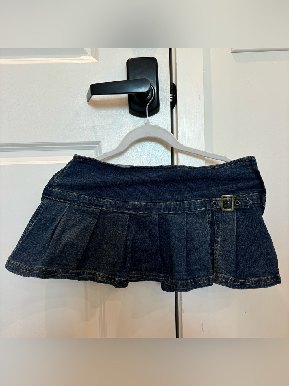 Urban Outfitters dark-wash denim pleated skort